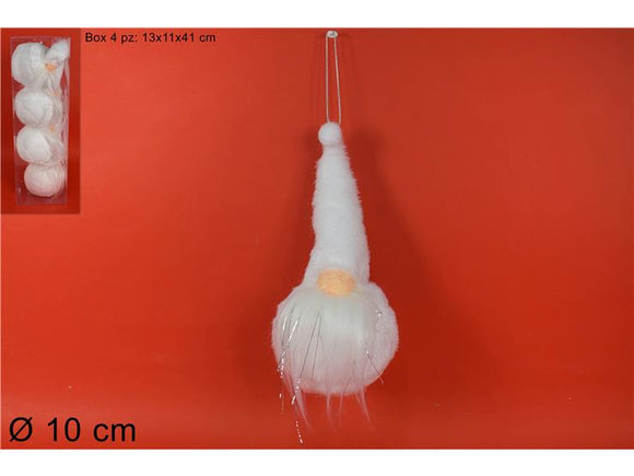 PALLA BABBO NATALE PELLICCIA 10CM BOX 4PZ BIANCO SDK200810W