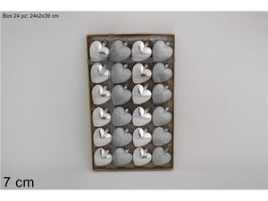 CUORI 7CM 24PZ ASS SILVER IN BOX HV7024-06SK-02