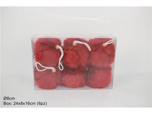 PALLE PELLICCIA 8 CM 6 PZ IN BOX ROSSO SDA201680R
