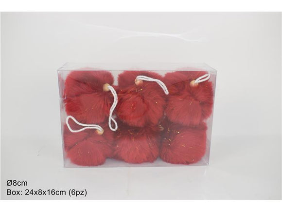 PALLE PELLICCIA 8 CM 6 PZ IN BOX ROSSO SDA201680R