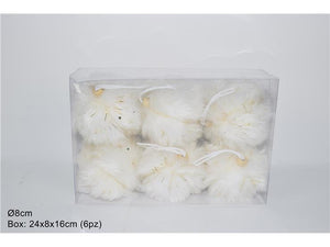 PALLE PELLICCIA 8 CM 6 PZ IN BOX BIANCO SDA201680W