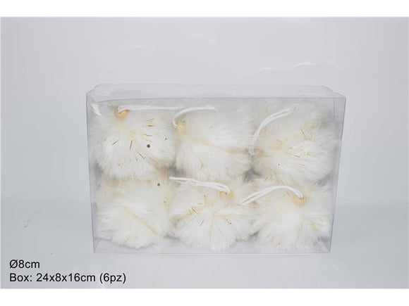 PALLE PELLICCIA 8 CM 6 PZ IN BOX BIANCO SDA201680W