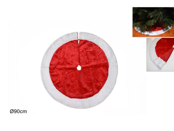 TAPPETO ALBERO 90CM PELLICCIA ROSSO E BIANCO 20ZS01
