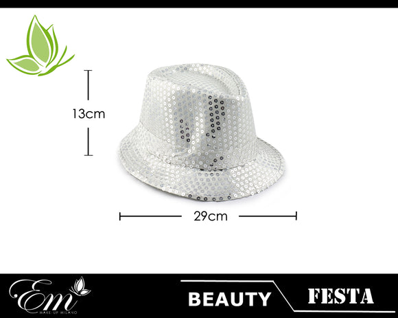 CAPPELLO  PAILLETTES ARGENTO