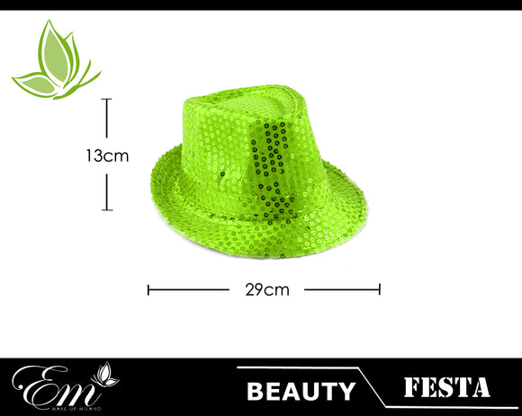 CAPPELLO  PAILLETTES VERDE FLUO