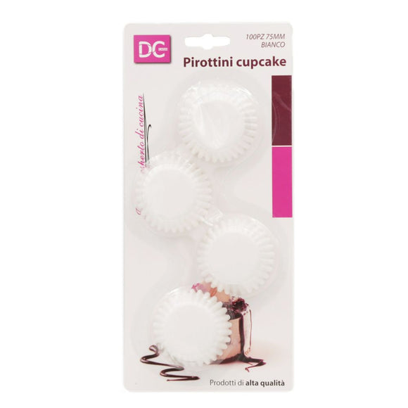 DC CASA PIROTTINO CARTA CUPCAKE 7.5CM 100PZ BIANCO