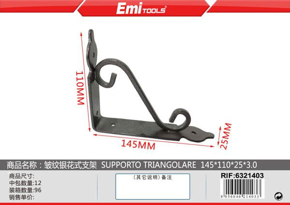 SUPPORTO TRIANGOLARE 145*110*25*3.0