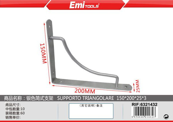 SUPPORTO TRIANGOLARE 150*200*25*3