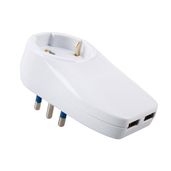 1WAY ADAPTOR 16A WITH 2.1A USB WHITE