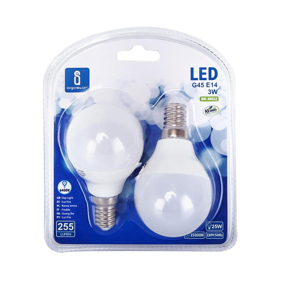 LED A5 G45 BIG ANGLE E14 3W 6400K/DOUBLE