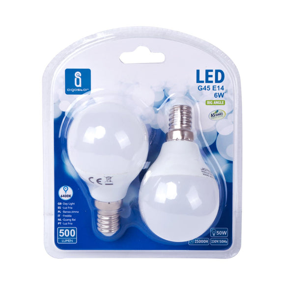 LED A5 G45 BIG ANGLE E14 6W 6400K/DOUBLE