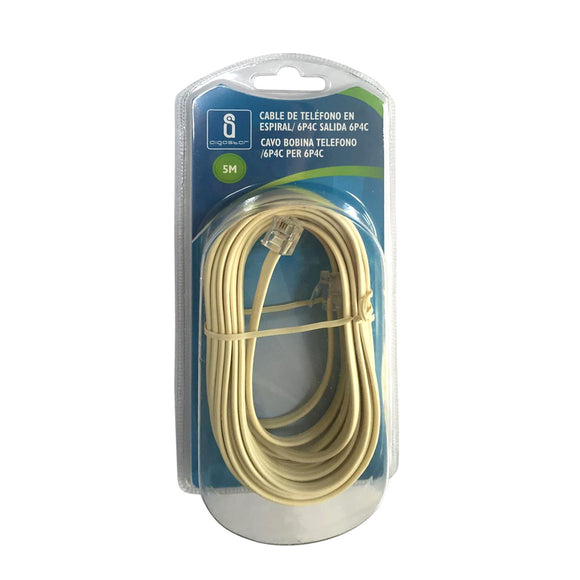 TELEPHONE COIL CORD /6P4C TO 6P4C  5M