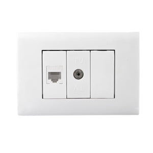 SWITCH AND SOCKET COMBINATION(ONE RJ45 CONNECTOR +TV CONNECTOR+ONE WAY BLANK)
