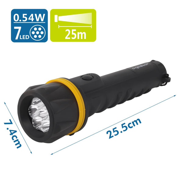 LED RUBBER TORCH BLACK 7LED ,use 3*D batteries