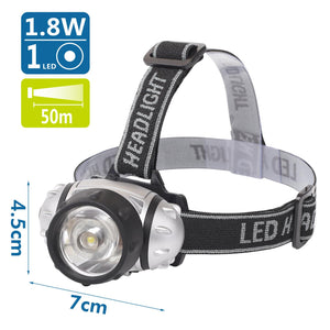 TORCIA FRONTALE LED DA TESTA (1.8W,7000K,luce bianca,110lm,50M)