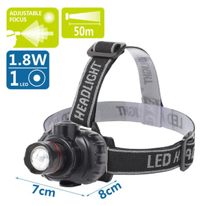 TORCIA FRONTALE LED DA TESTA (1.8W,6500K,luce bianca,100lm,50M)