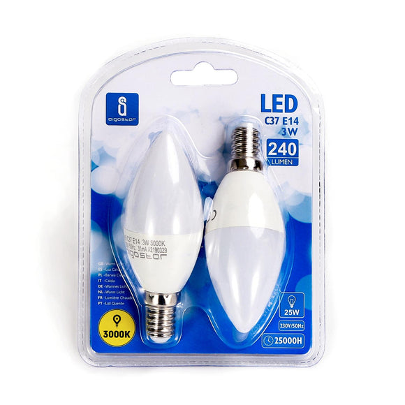 LED A5 C37 E14 3W 3000K/DOUBLE(3W,E14,3000K)