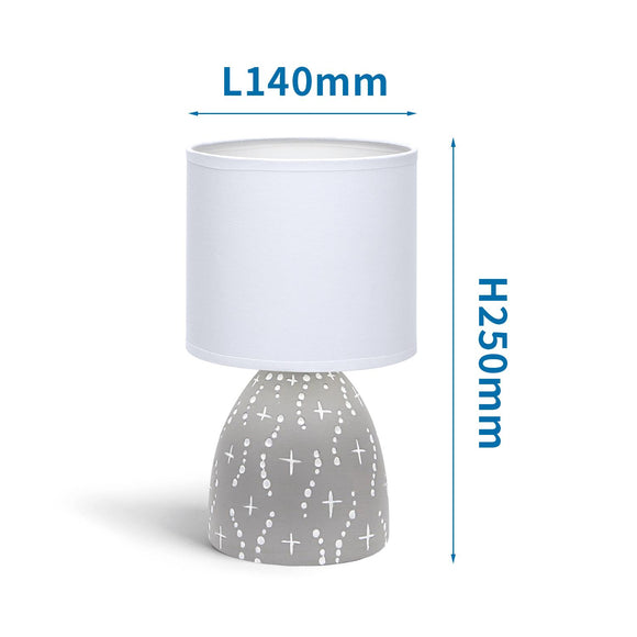LAMPADA DA TAVOLO IN CERAMICA(E14 ,Max 40W,Bianco&Grigio ,L140*W140*H250mm)
