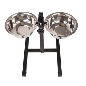 ADJUSTABLE  STAND  WITH TWO BOWLS D17.9*H8CM/L52*W27*H44CM 12